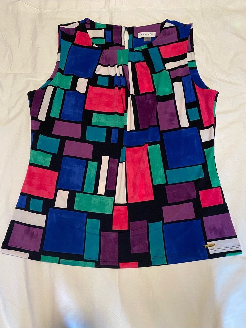 Calvin Klein Geometric Print Sleeveless Top - Multicolor
